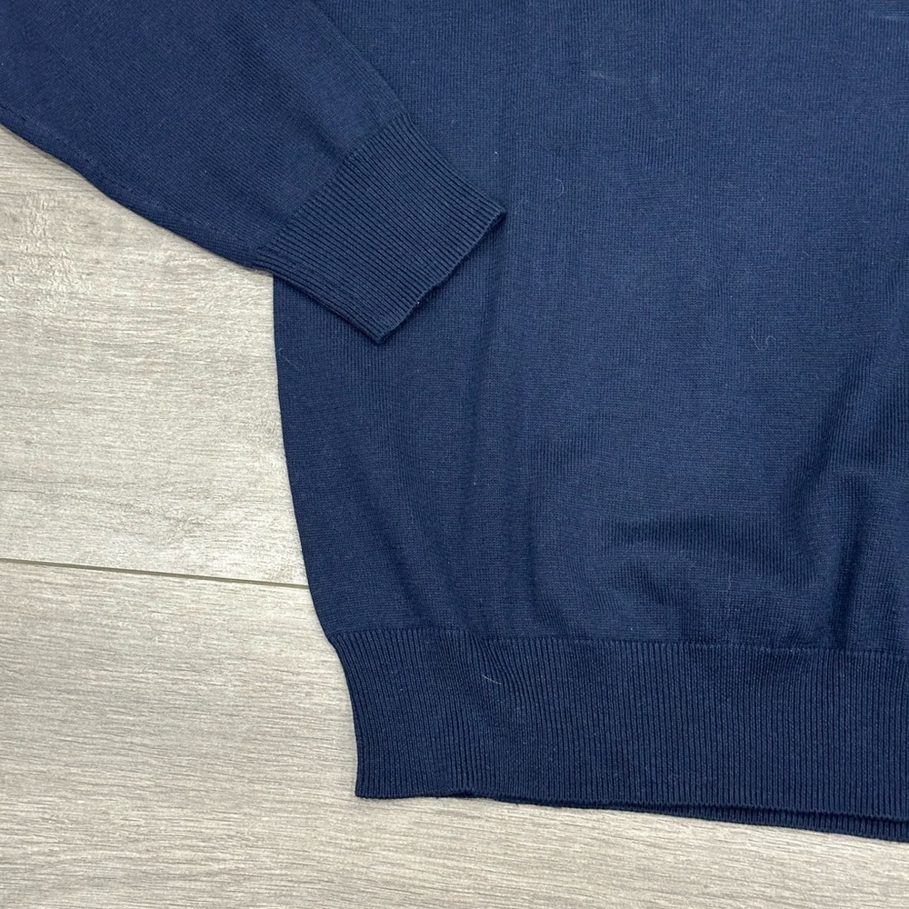 Men's Joseph Abboud Medium V-Neck Sweater Navy Blue Soft Long Sleeve Cotton Silk - Picture 5 of 7